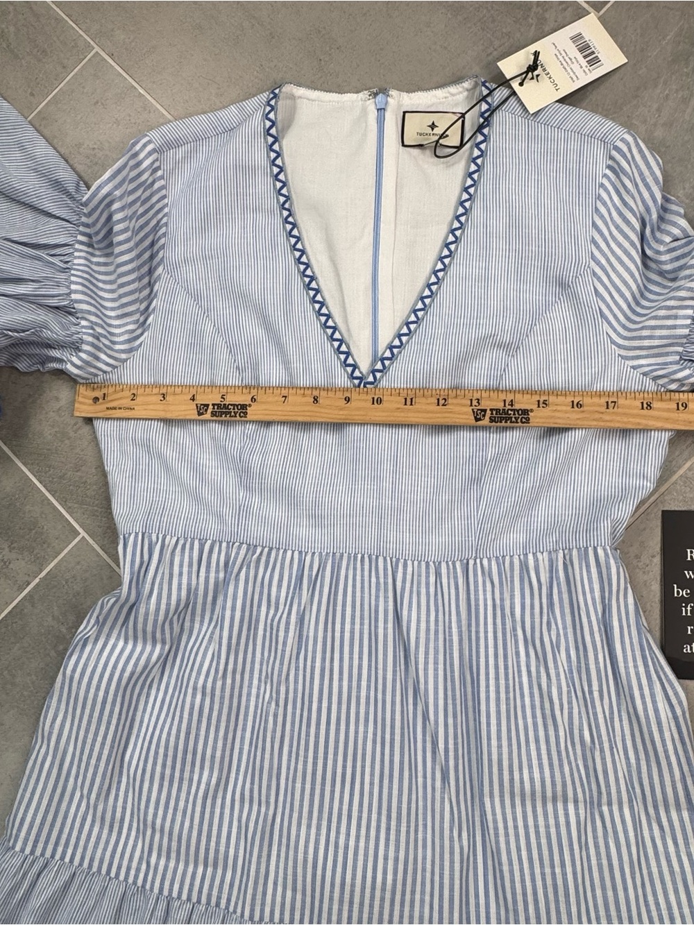 Tuckernuck Blue Striped Maxi Dress with Multicolor Fringe ladies Medium - Picture 7 of 12